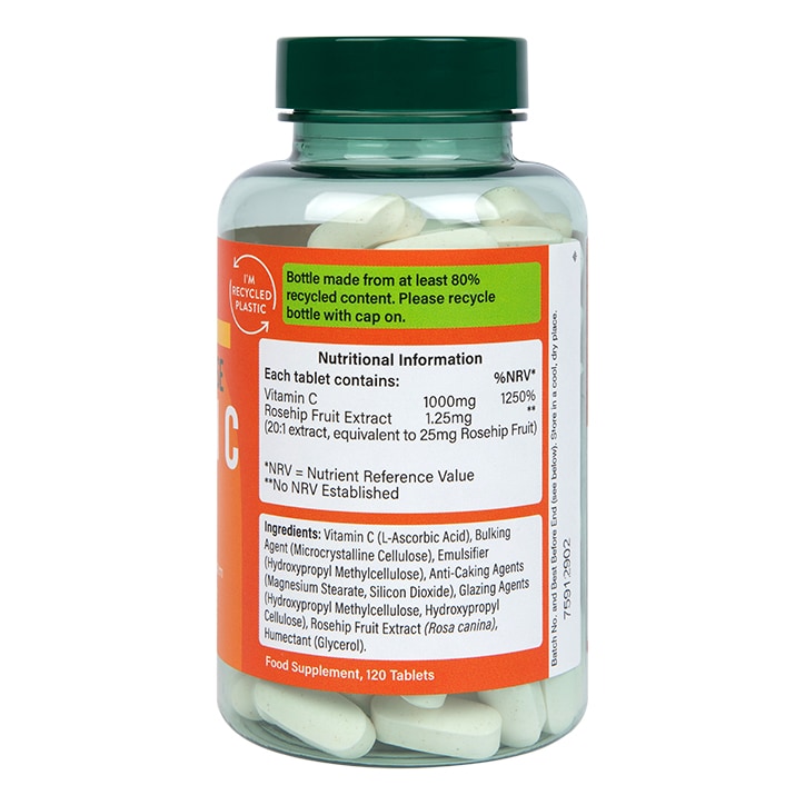 Holland & Barrett Timed Release Vitamin C with Rose Hips 120 Caplets 1000mg